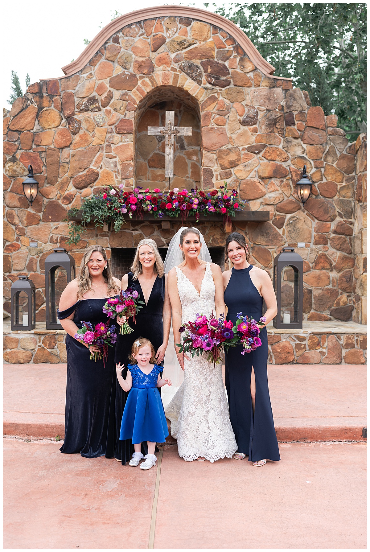 Family and friends stand with the bride by Madera Estates Wedding Photographer