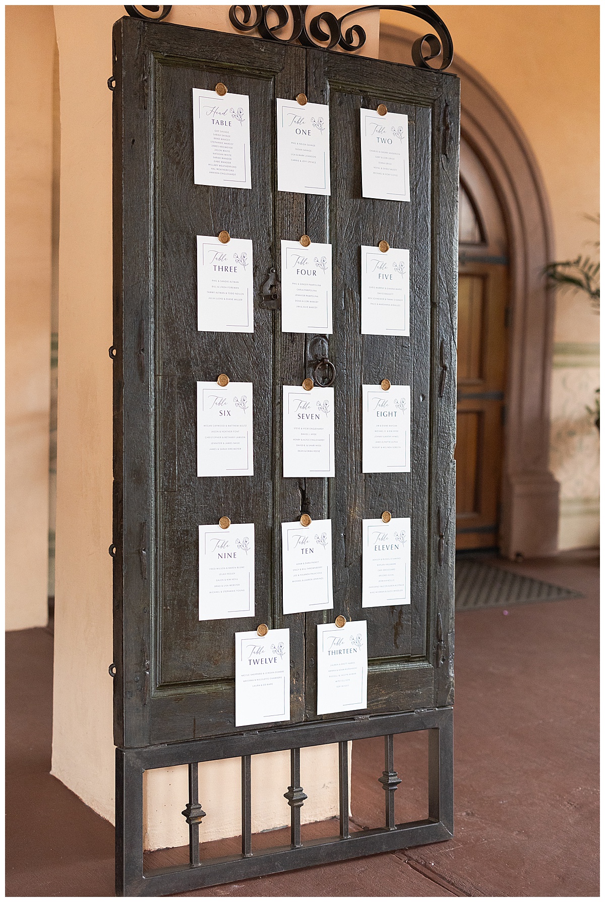 Wedding seating chart by Madera Estates Wedding Photographer