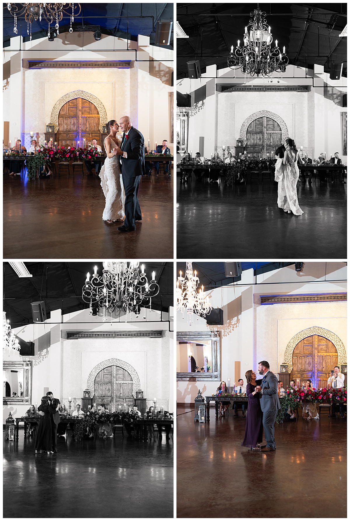 Parents dance with their kids by Madera Estates Wedding Photographer