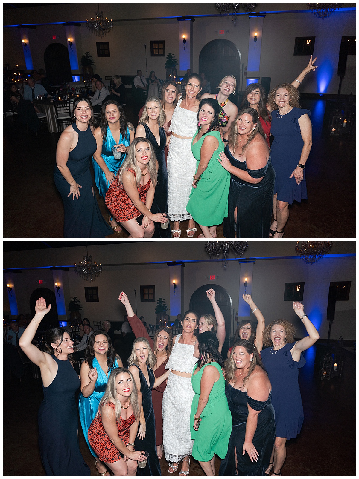 Family and friends dance with the bride by Swish & Click Photography