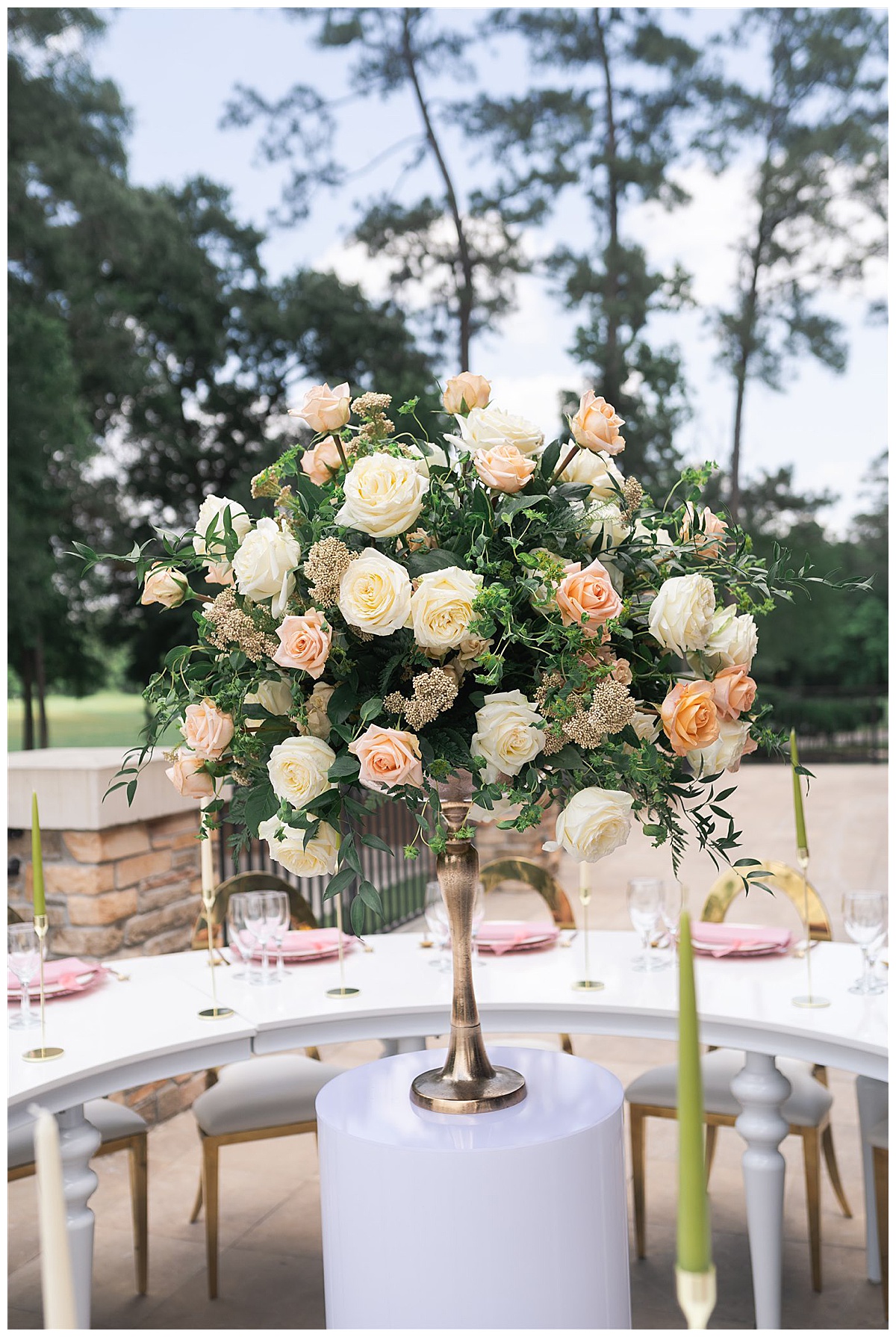 Wedding reception floral installation by Swish & Click Photography