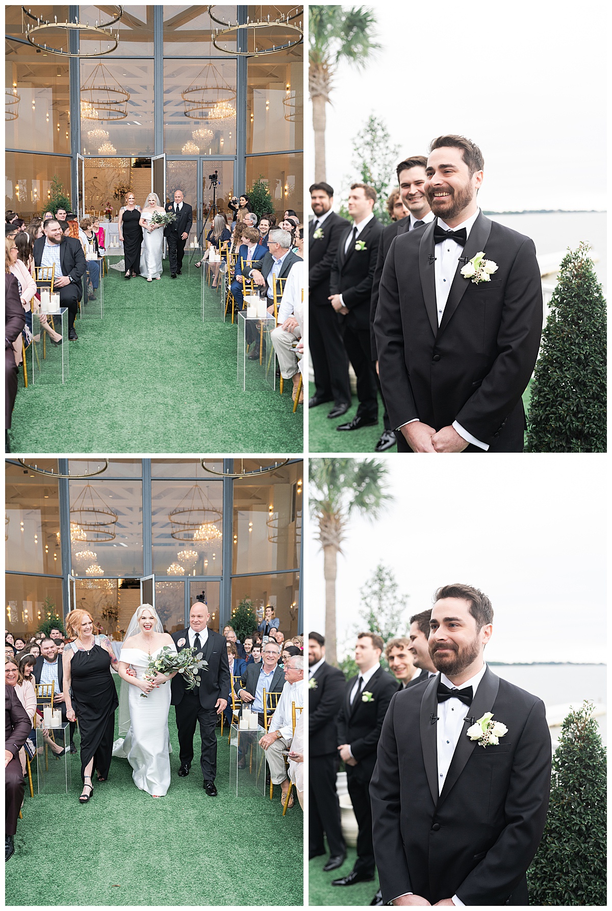 Bride walks down the aisle by Modern Houston Wedding Photographer