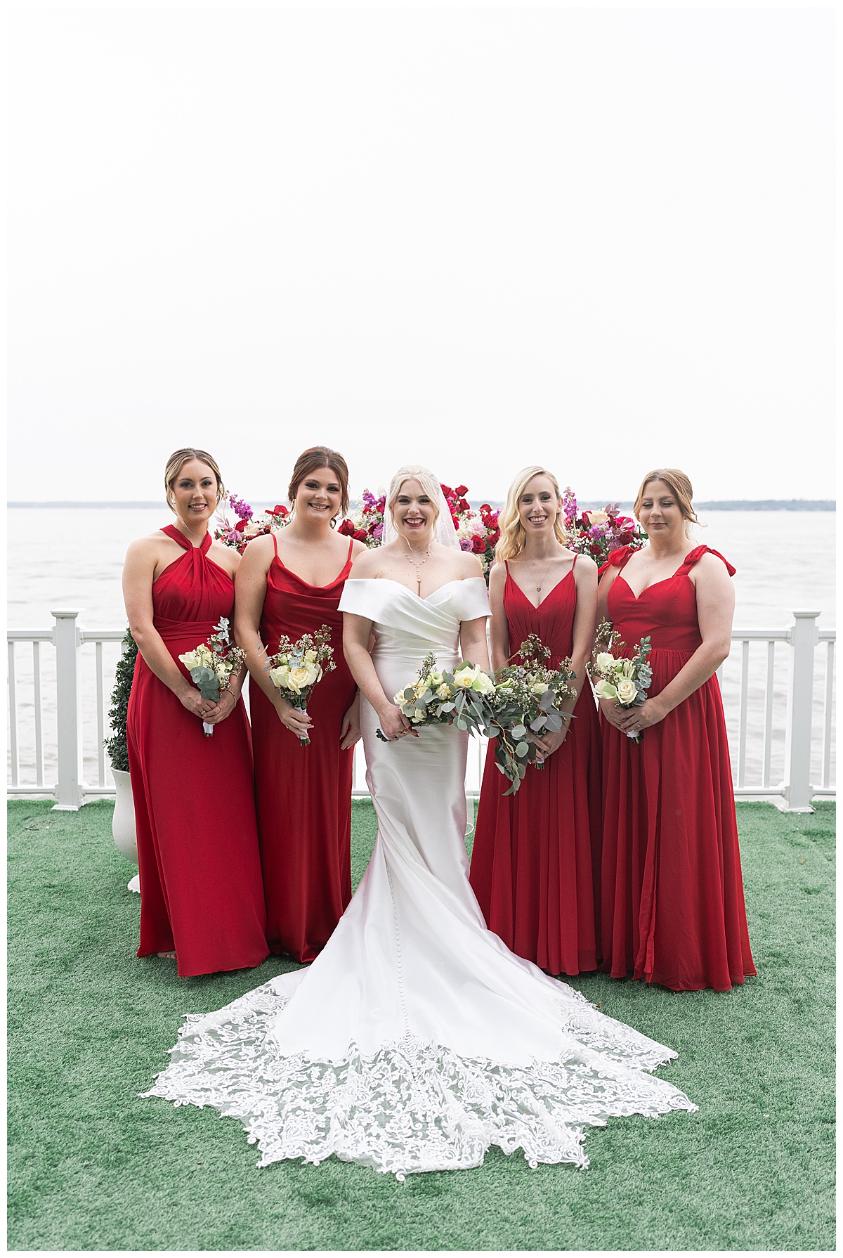 Bridal party stand together for Modern Houston Wedding Photographer