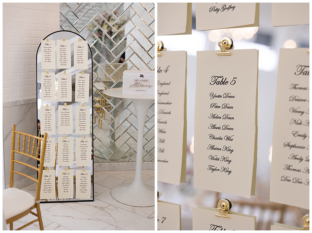 Welcome seating chart display by Modern Houston Wedding Photographer