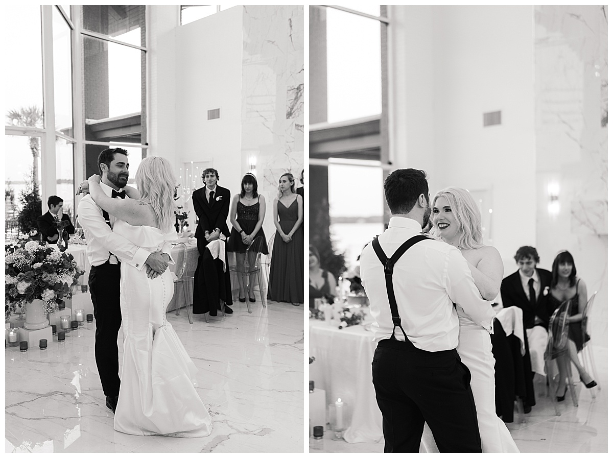 Husband and wife dance together by Modern Houston Wedding Photographer