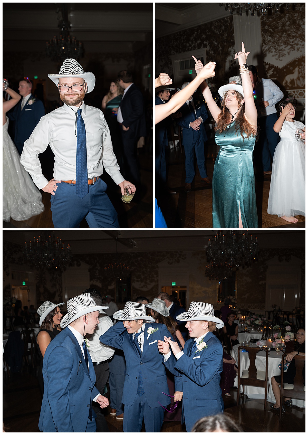 Wedding party dancing at reception captured by Swish and Click Photography