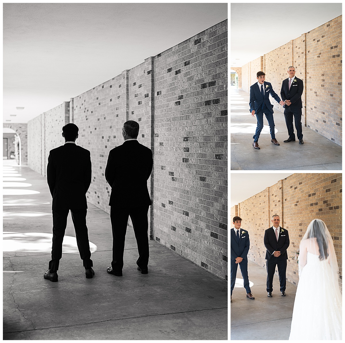 Brother and father of bride seeing bride for the first time photographed by Swish & Click Photography