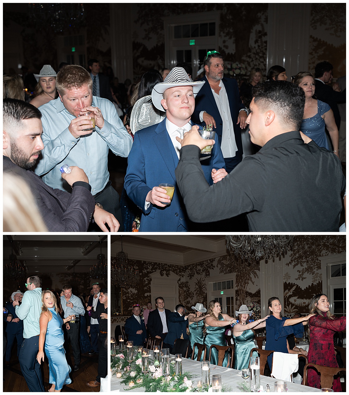 Groom and friends at wedding reception dancing and enjoying the party captured by Swish and Click Photography