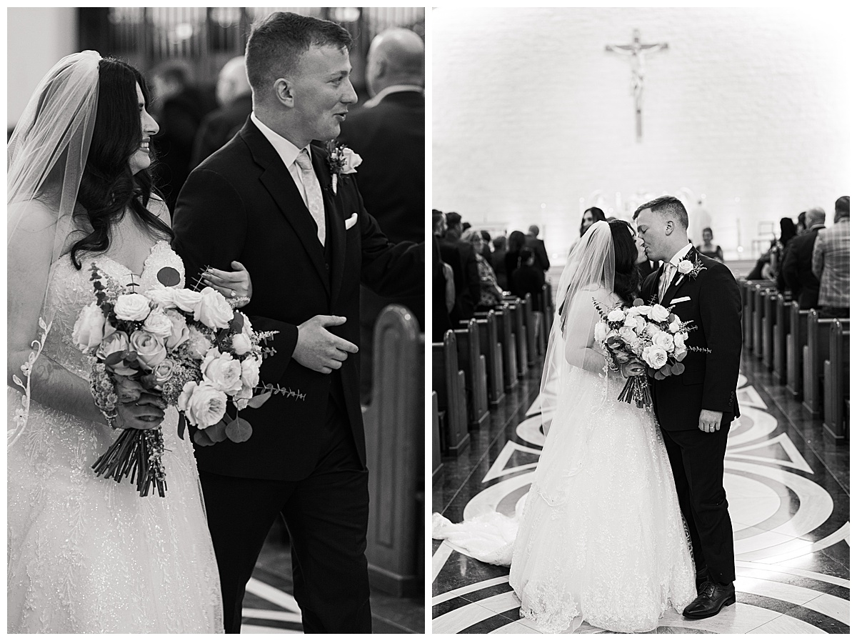 Candid moment of bride and groom as they exit ceremony by Swish & Click Photography