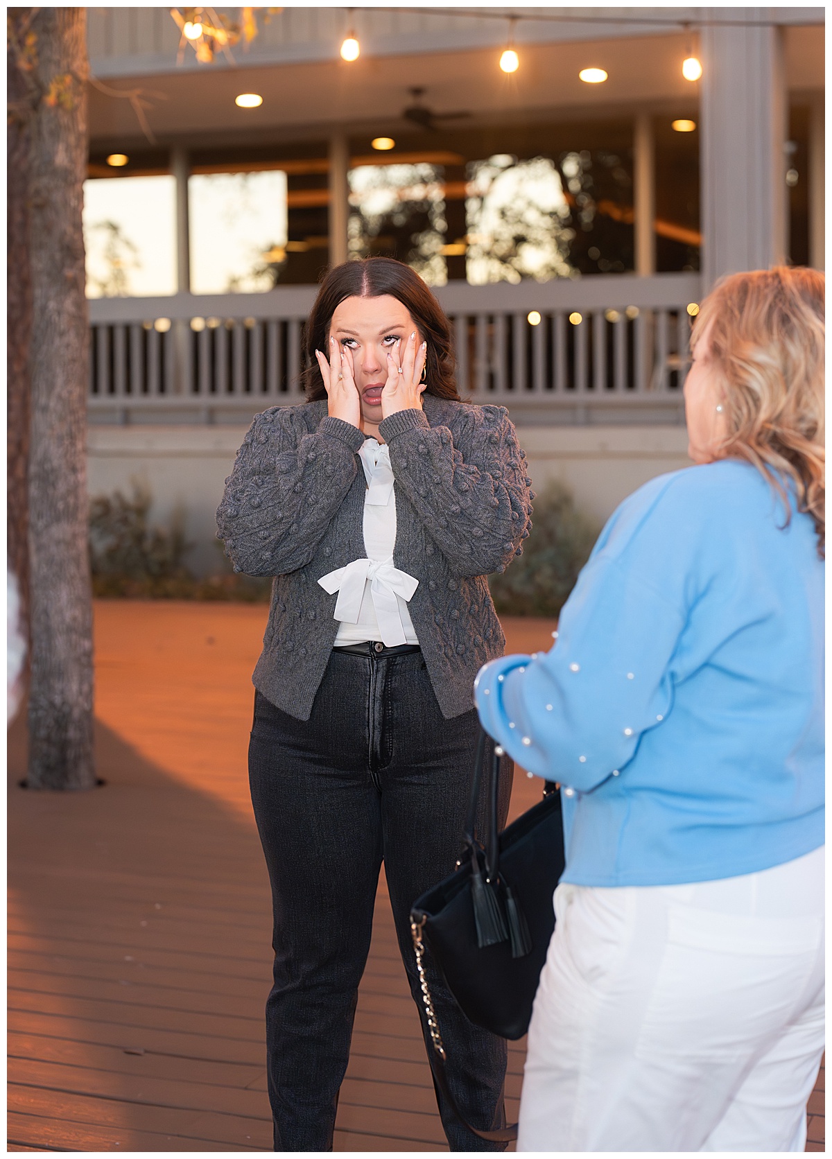 An emotional woman after saying yes to her boyfriend's proposal.