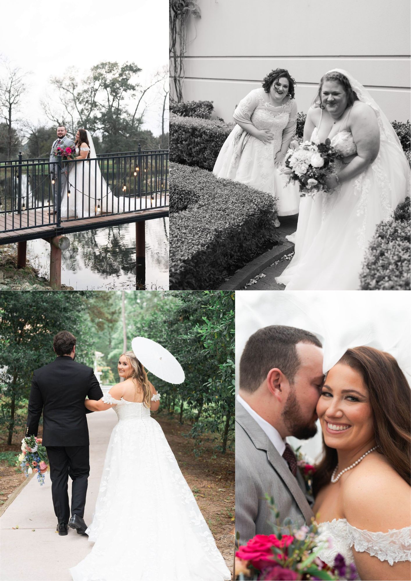 Curvy brides being in love on their wedding day.