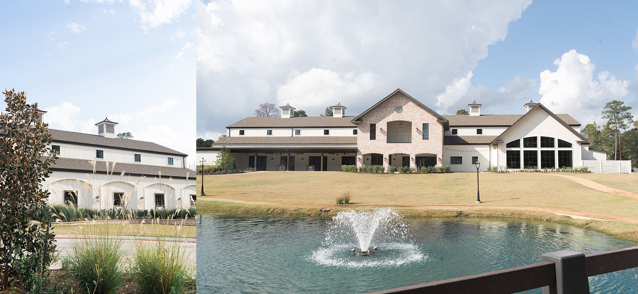 The outside facade of the Blue Magnolia wedding venue in Housotn Texas