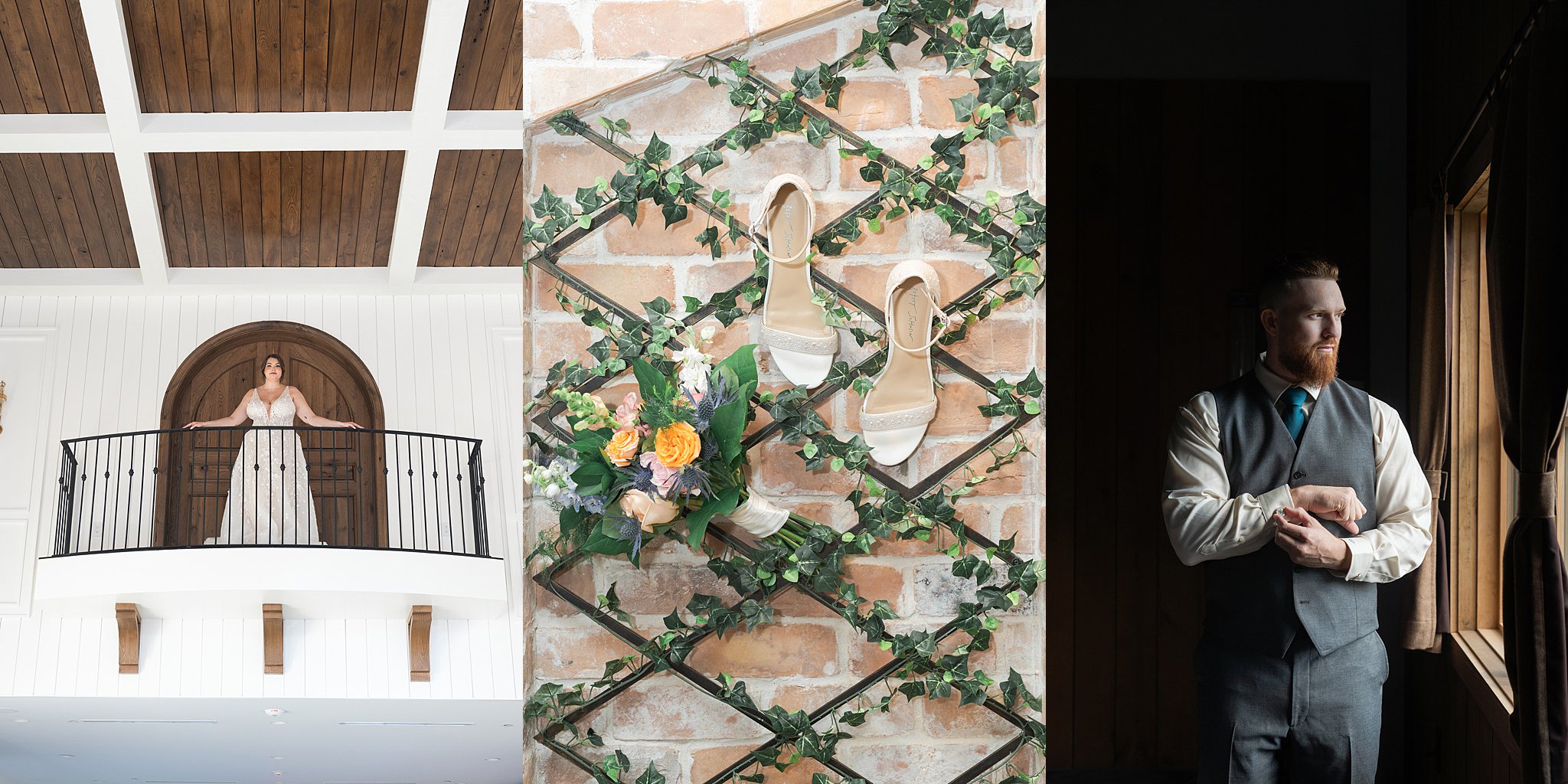 Details and getting ready moments with the bride and groom at the Blue Magnolia