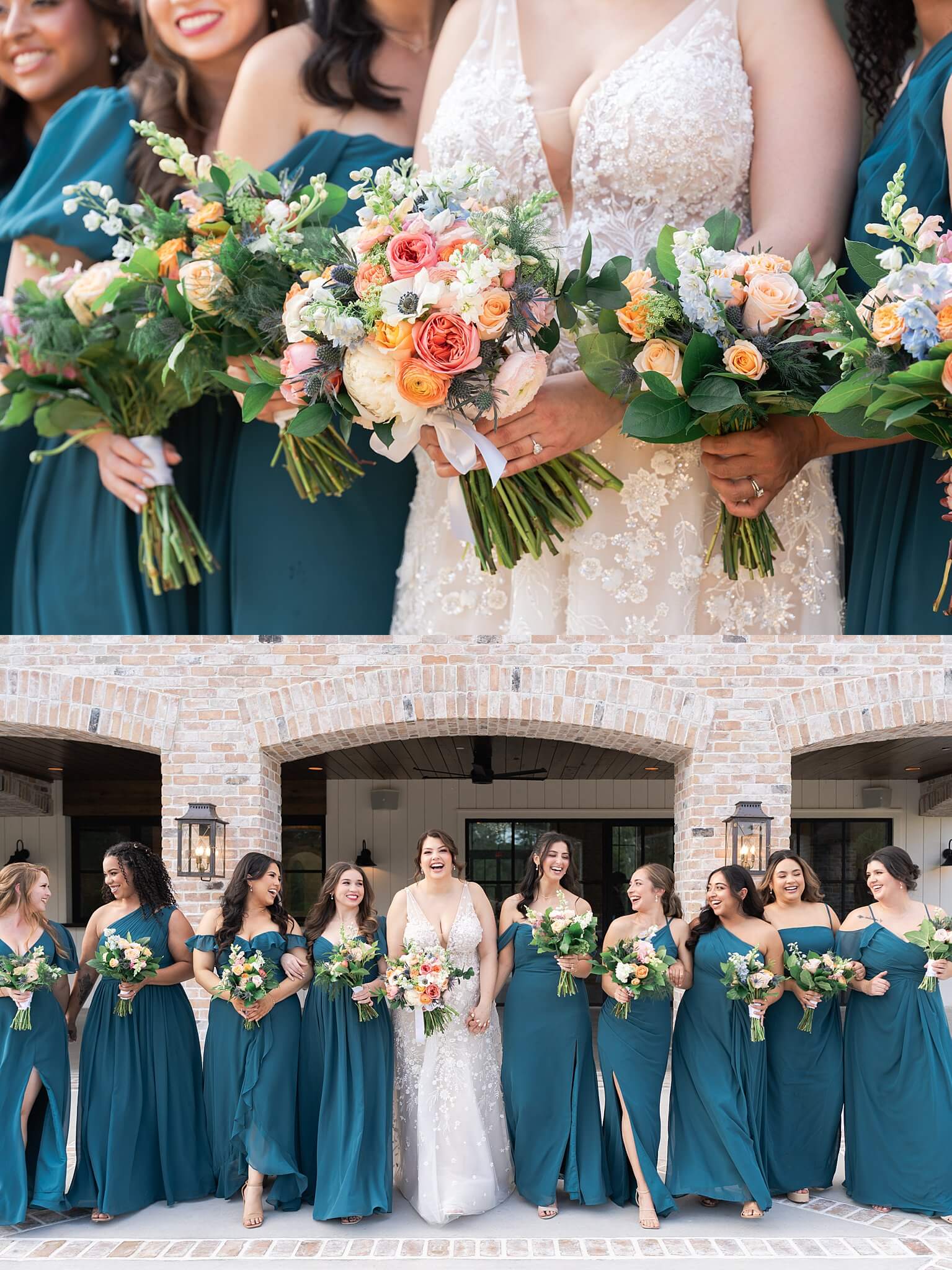 bridal party walk and talk at Houston wedding venue the Blue Magnolia by Swish and Click Photography