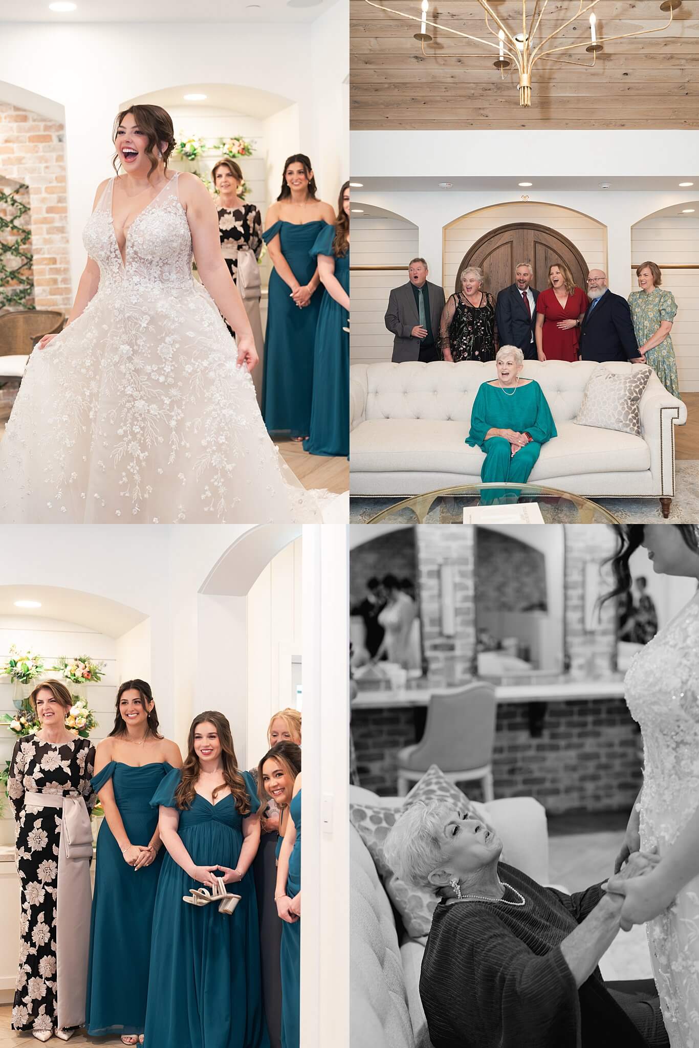 bride has first look with her grandmother at Houston wedding venue the Blue Magnolia by Swish and Click Photography