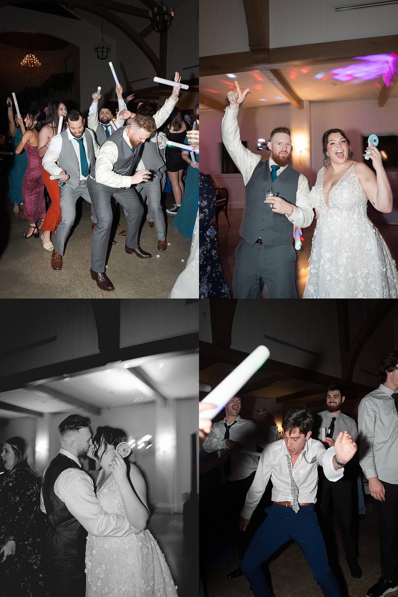 bride and groom party on the dance floor during their wedding reception at wedding venue the Blue Magnolia by Swish and Click Photography