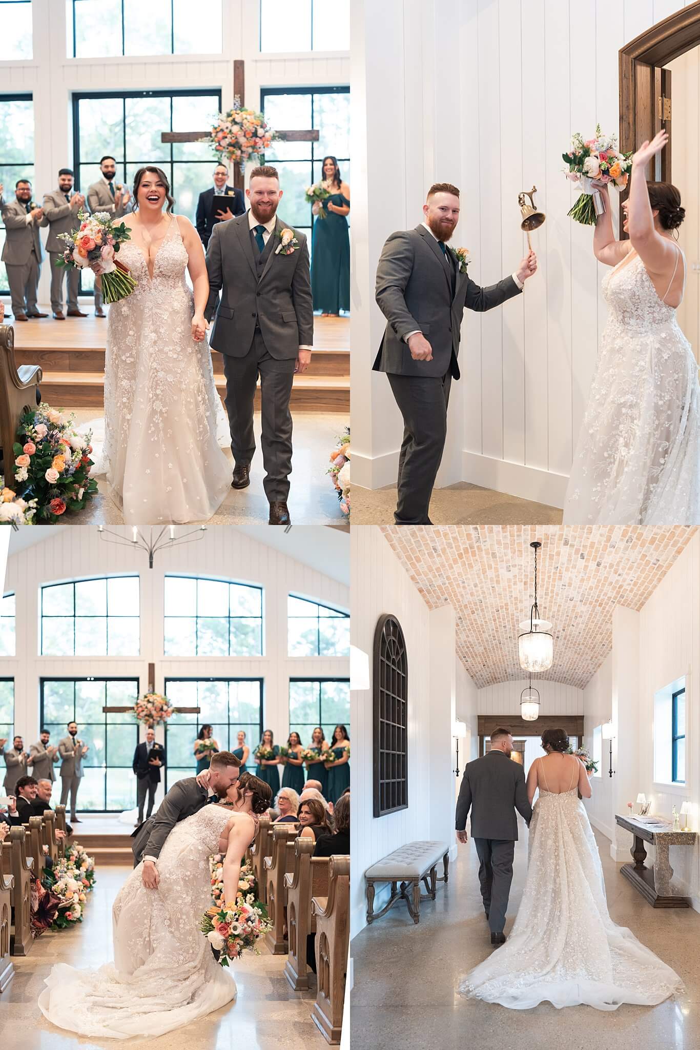 Bride and groom walk down the aisle freshly married on their wedding day captured by wedding photographer Swish and Click at the Blue Magnolia