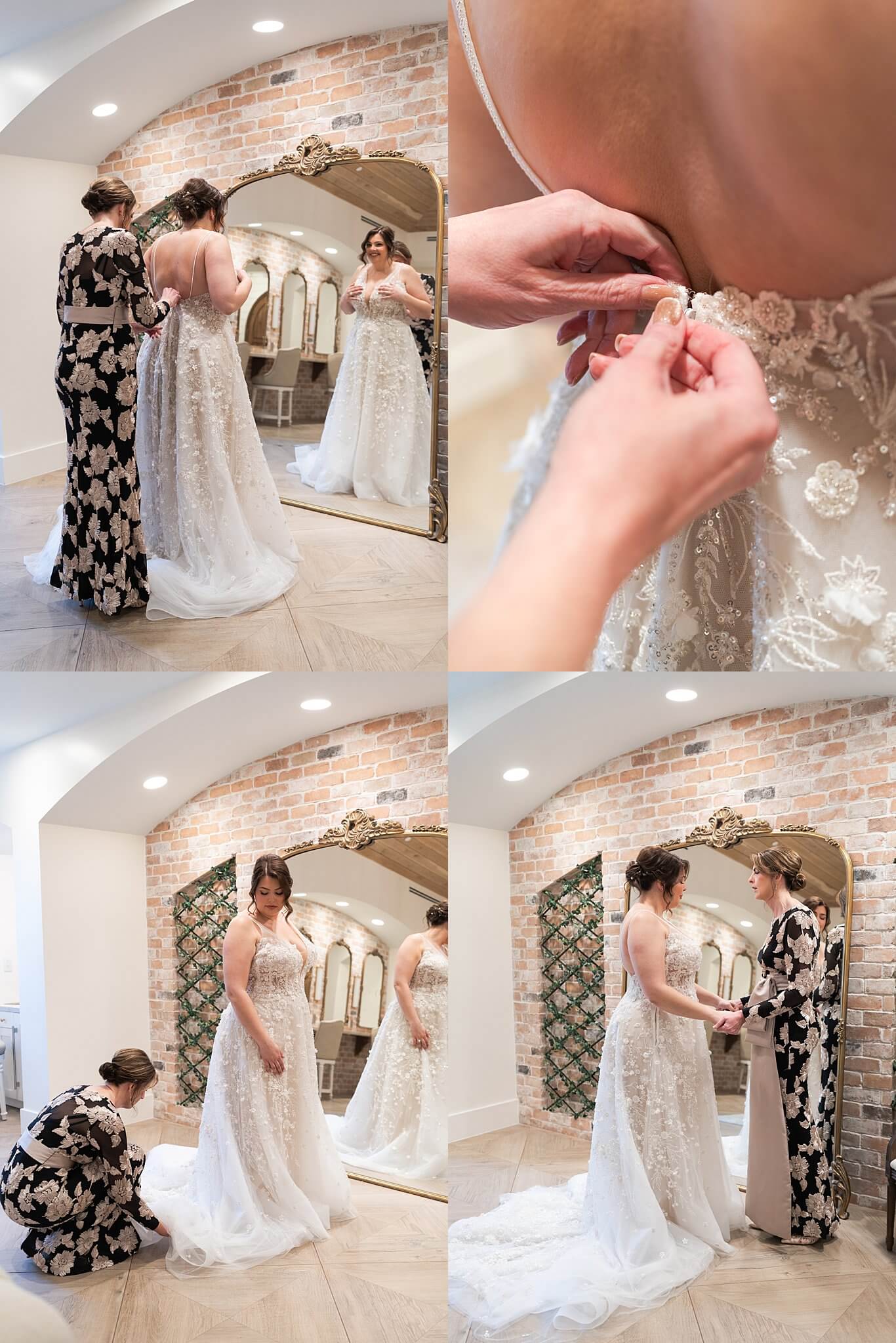Groom gets dressed with her mother on her wedding day captured by Houston's Swish and Click Photography at the Blue Magnolia