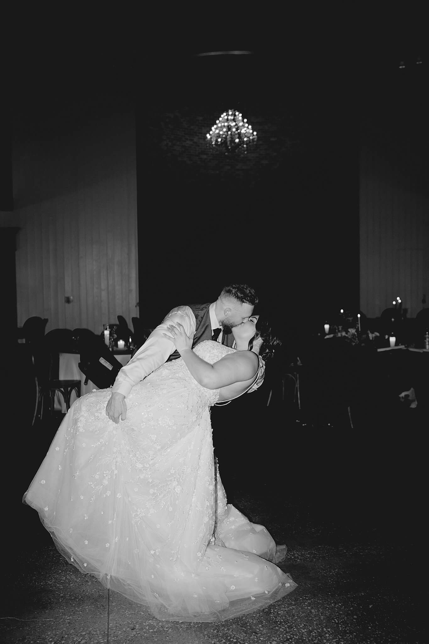 bride and groom have a grand exit with light wands at wedding venue the Blue Magnolia by Swish and Click Photography