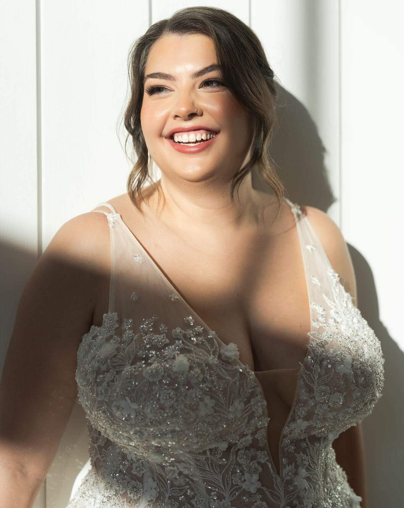 Bride laughing at the Blue Magnolia during her Bridal Session